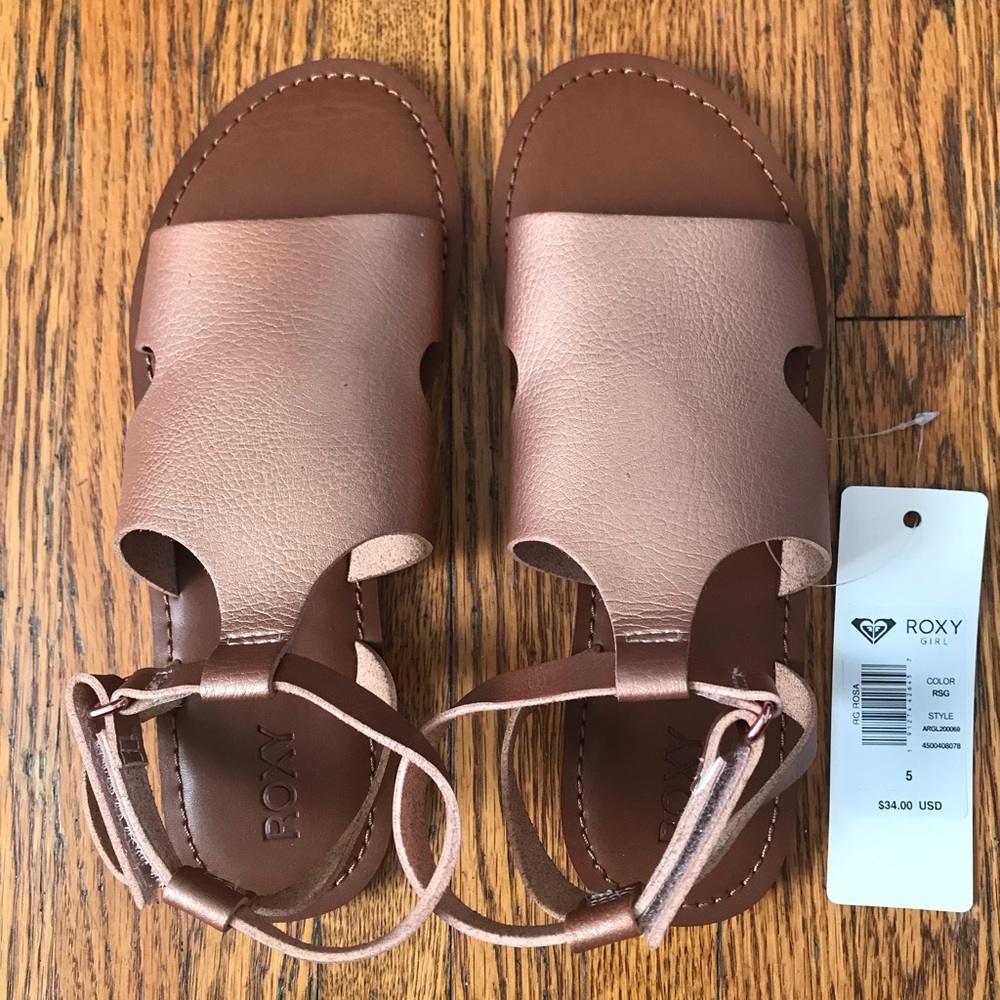 Girls Roxy Rose Gold Sandals, size 5 NWT